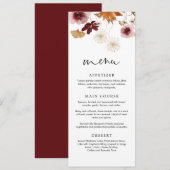 Bourgondisch herfst boho bloemkaart voor het huwel kaart (Voorkant / Achterkant)