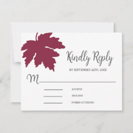 Bourgondisch Herfst Esdblad Huwelijks RSVP Kaart
