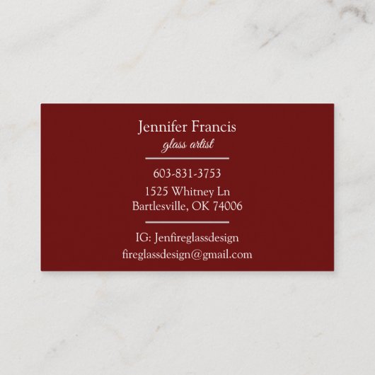 Bourgondisch horizontaal Visitekaartje (Achterkant)