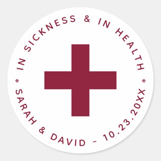 Bourgondisch katerpakket In ziekte en gezondheid Ronde Sticker (Voorkant)