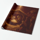 Bourgondisch kerstcadeaupapier cadeaupapier (Uitgerold)
