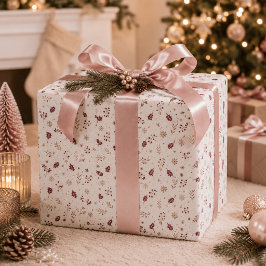 Bourgondisch kerstcadeaupapier met hulst en goud cadeaupapier