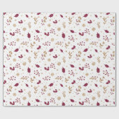 Bourgondisch kerstcadeaupapier met hulst en goud cadeaupapier (Vlak)