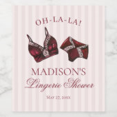 Bourgondisch lingerie douche vrijgezellenfeest ond wijn etiket (Enkel label)