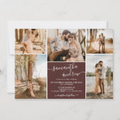 Bourgondisch minimalistisch script 6 foto's bruilo kaart (Voorkant)