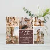 Bourgondisch minimalistisch script 6 foto's bruilo kaart (Staand voorkant)