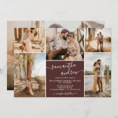 Bourgondisch minimalistisch script 6 foto's bruilo kaart (Voorkant / Achterkant)