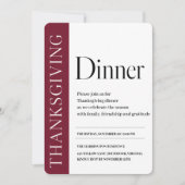 Bourgondisch redactioneel Thanksgiving-diner Kaart (Voorkant)