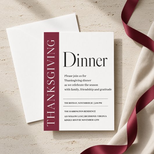 Bourgondisch redactioneel Thanksgiving-diner Kaart