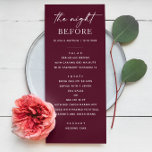 Bourgondisch repetitiediner | Elegante avond ervoo Menu<br><div class="desc">Bourgondische repetitie dinermenu sjabloon voor de nacht voor de bruiloft. Dit eenvoudige en elegante ontwerp is ideaal voor bruiloften met een herfst-, rustiek of wijnthema. Met de bewerkbare lay-out kunt u uw dinerdetails personaliseren. Een tijdloze keuze voor moderne of romantische feesten. Coördineren van items die beschikbaar zijn in mijn winkel....</div>