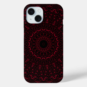 Bourgondisch Rode Mandala met Sierlijke Symmetrie iPhone 15 Case