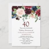 Bourgondisch Rode Wijn 40ste Huwelijksverjaardag U Kaart (Voorkant)