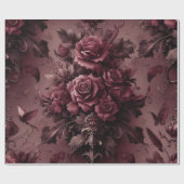 Bourgondisch rood bloemencadeau inpakpapier (Vlak)