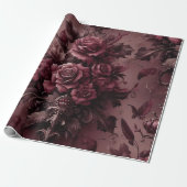 Bourgondisch rood bloemencadeau inpakpapier (Uitgerold)