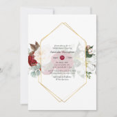 Bourgondisch rood bloemig geometrisch Vrijgezellen Kaart (Voorkant)