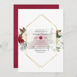 Bourgondisch rood bloemig geometrisch Vrijgezellen Kaart