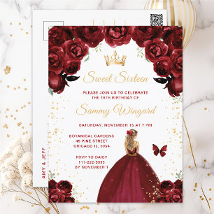 Bourgondisch Rood Blond Haar Prinses Sweet Sixteen Briefkaart