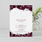 Bourgondisch Roos Mis Quince Quinceanera Folie Uitnodiging (Staand Voorkant)