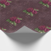  Bourgondisch Roos op Harlequin Cadeaupapier (Hoek)