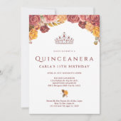 Bourgondisch Roos | Uitnodigingen voor Quinceanera (Voorkant)