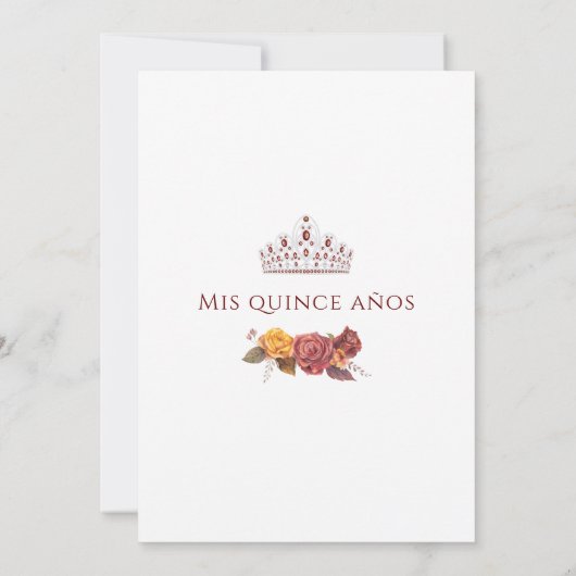 Bourgondisch Roos | Uitnodigingen voor Quinceanera (Achterkant)