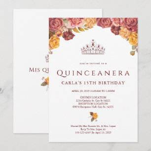 Bourgondisch Roos   Uitnodigingen voor Quinceanera