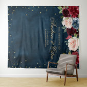 Bourgondisch roze bloem bruidsfeest Fotobackdrop Wandkleed (In Situ (horizontaal))