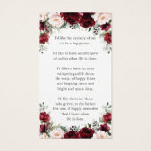 Bourgondisch roze bloemrijke begrafenis Bladwijzer Visitekaartje (Achterkant)