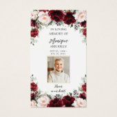 Bourgondisch roze bloemrijke begrafenis Bladwijzer Visitekaartje (Voorkant)