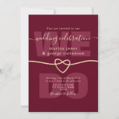 Bourgondisch schrift bruiloftsreceptie uitnodiging (Voorkant)
