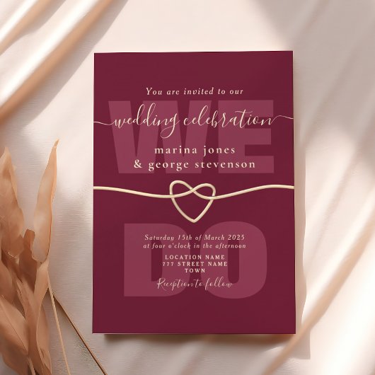 Bourgondisch schrift bruiloftsreceptie uitnodiging