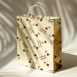 Bourgondisch Schrift Hartjes op Crème - Valentijns Medium Cadeauzakje