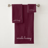 Bourgondisch schrift | Stijlvol monogram Modern Bad Handdoek (Insitu)