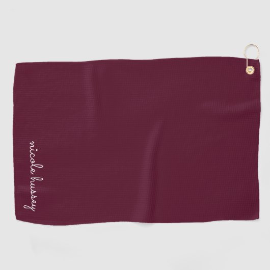 Bourgondisch schrift | Stijlvol monogram Modern Golfhanddoek (Horizontaal)