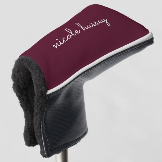 Bourgondisch schrift | Stijlvol monogram Modern Golfheadcover (3/4 voorkant)