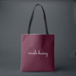 Bourgondisch schrift | Stijlvol monogram Modern Tote Bag<br><div class="desc">Een eenvoudig,  stijlvol,  op maat gemaakt monogram ontwerp in een casual handgeschreven in opvallend monochroom Bourgondië. Het monogram kan gemakkelijk worden gepersonaliseerd om een ontwerp zo uniek te maken als jij bent! Het perfecte trendy cadeau of accessoire voor elke gelegenheid.</div>