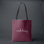 Bourgondisch schrift | Stijlvol monogram Modern Tote Bag<br><div class="desc">Een eenvoudig, stijlvol, op maat gemaakt monogram ontwerp in een casual handgeschreven in opvallend monochroom Bourgondië. Het monogram kan gemakkelijk worden gepersonaliseerd om een ontwerp zo uniek te maken als jij bent! Het perfecte trendy cadeau of accessoire voor elke gelegenheid.</div>