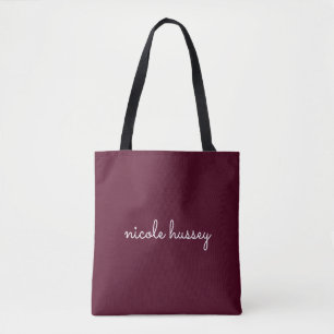 Bourgondisch schrift   Stijlvol monogram Modern Tote Bag