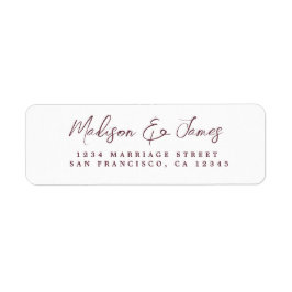 Bourgondisch Script Elegant Bruiloft Retouradres Etiket
