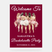 Bourgondisch Script Herfst Bachelorette Party Welk Acryl Bord (Voorkant)