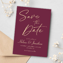 Bourgondisch Script Modern Elegant Minimalistisch Save The Date