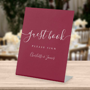 Bourgondisch Signature Schrift Gastboek Reclamebord Met Voetstuk