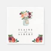 Bourgondisch Sinaasappel Bloemen Mason Jar Trouwpa Servet (Voorkant)
