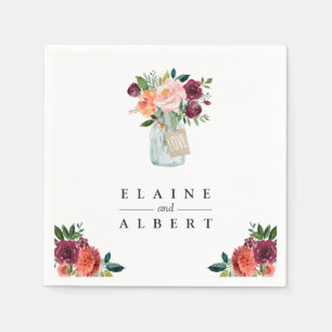 Bourgondisch Sinaasappel Bloemen Mason Jar Trouwpa Servet