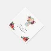 Bourgondisch Sinaasappel Bloemen Mason Jar Trouwpa Servet (Hoek)