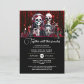 Bourgondisch skelet bruidegom trouwdag gotisch kaart (Staand voorkant)