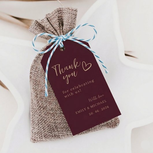 Bourgondisch trouwcadeau bedankje gepersonaliseerd cadeaulabel