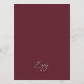 Bourgondisch trouwmenu menu (Achterkant)