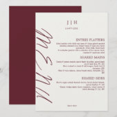 Bourgondisch trouwmenu menu (Voorkant / Achterkant)
