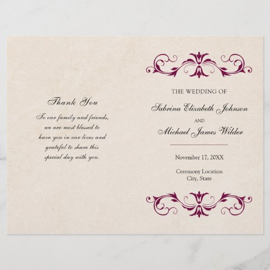 Bourgondisch Trouwprogramma met Vouw | Tane Achter (Voorkant)